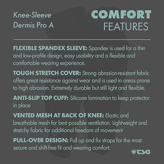 TSG Dermis Pro A Knee & Shin Guard – Lightweight, Slim-Line BMX & Enduro Pads with ACF Impact Foam, Softshell Construction, Breathable Spandex Sleeve, Ergonomic Fit, Abrasion-Resistant, Flexible & Comfortable - Pull Over Design