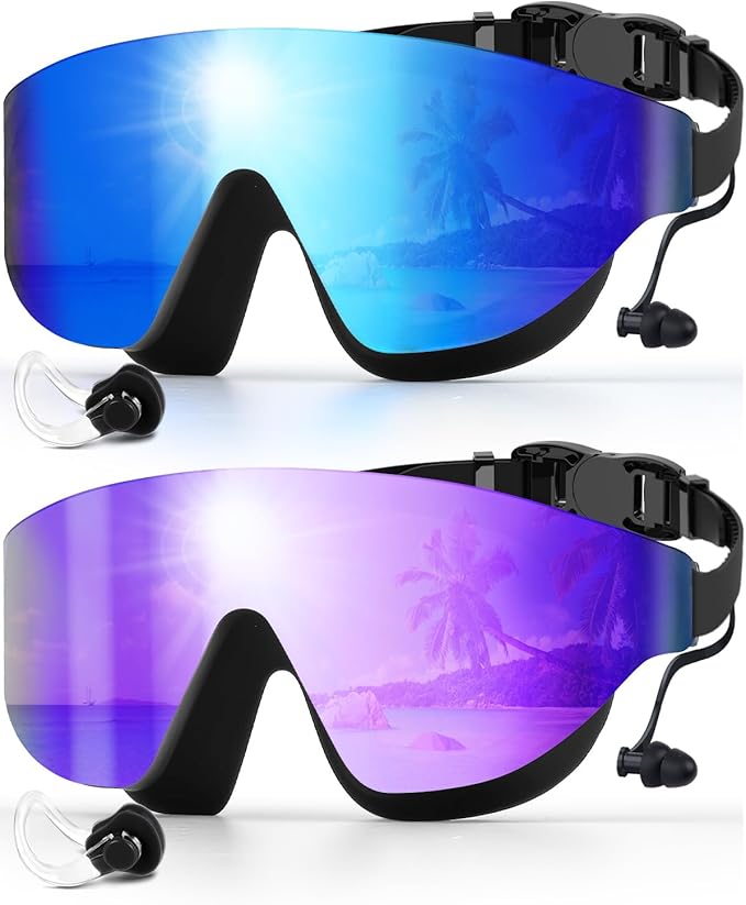 Swim Goggles, Frameless Wide View Swimming Goggles, Anti-Fog Anti-UV No Leaking Pool Goggles for Men Women Adult