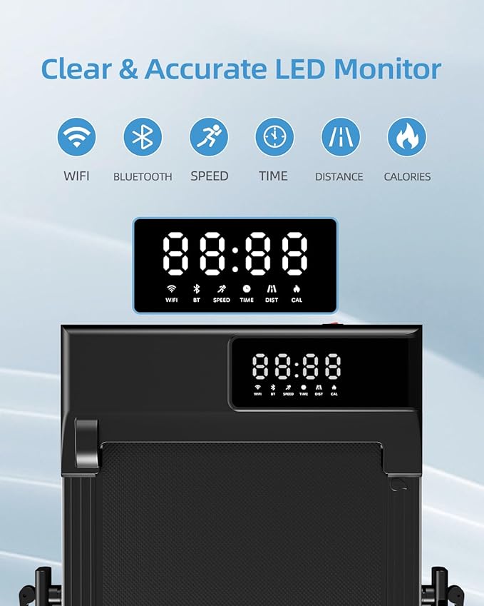 Walking Pad Treadmill with Handle Bar 3.0 HP Foldable Treadmills 300LBS Capacity Folding Walking Pad 3 in 1 Under Desk Treadmill Remote Control with APP