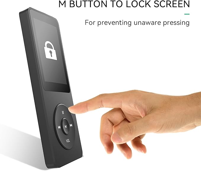 AGPTEK A02 MP3 Player with Bluetooth 5.3, 1.8 inch Screen Portable Music Player with Speaker, FM Radio, Voice Recorder, Supports Expanded Up to 128GB(Black, 32GB)