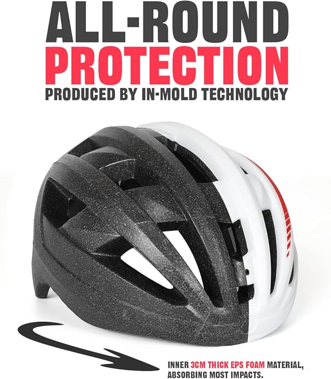 VICTGOAL Bike Helmet for Men Women with Led Light Detachable Magnetic Goggles Removable Sun Visor Mountain & Road Bicycle Helmets Adjustable Size Adult Cycling Helmets