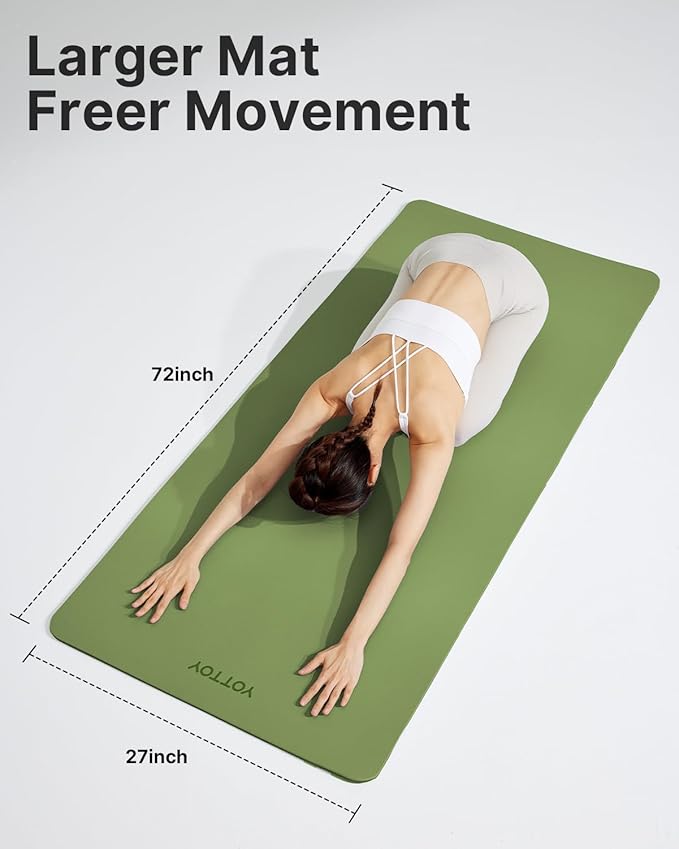 YOTTOY Yoga Mat,Non-Slip Hot Yoga Mat with Anti-Tear Design and Friendly Natural Rubber Mat with Strap and Bag