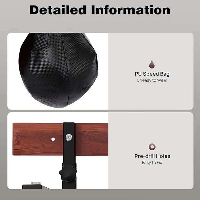 Speed Bag Platform Kit, Height Adjustable Boxing Training Equipment with Air Pump 360° Swivel, Wall Mount Punching Bag Boxing Training Full Kit for Fitness Enthusiasts