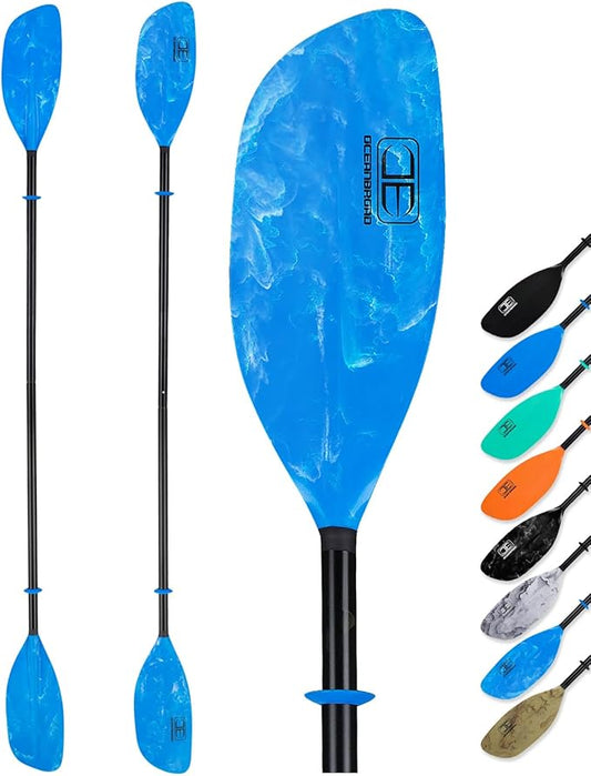 OCEANBROAD Kayak Paddle 86in/218cm, 90.5in/230cm Alloy Shaft 2-Piece Floatable Kayak Oar for Kayaking Canoeing Boating