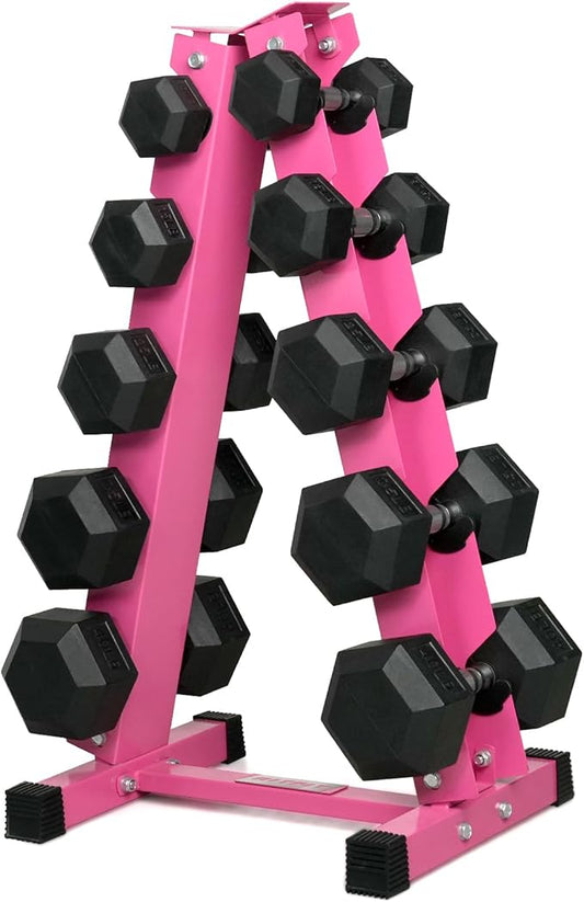RitFit 250LB/300LB Rubber Hex Dumbbell Sets with Weights Rack, Multiple Color Choices Available, Great Gym Equipment for Home, Strength Training, Workouts