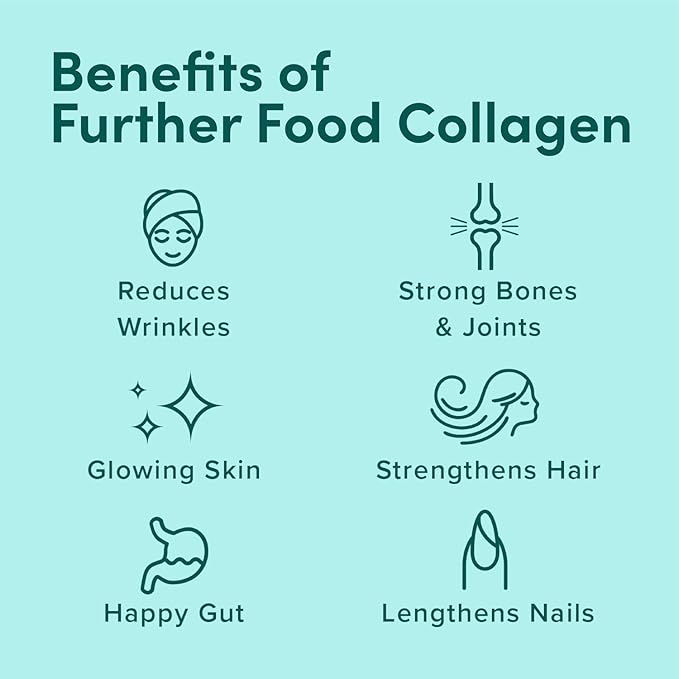 Further Food Unflavored Collagen Peptides Powder Stick Packs, Grass-Fed Pasture-Raised Hydrolyzed Type 1 & 3 Protein, Gut Health + Joint, Hair, Skin, Nails, Paleo Keto Sugar-Free 8.47 oz