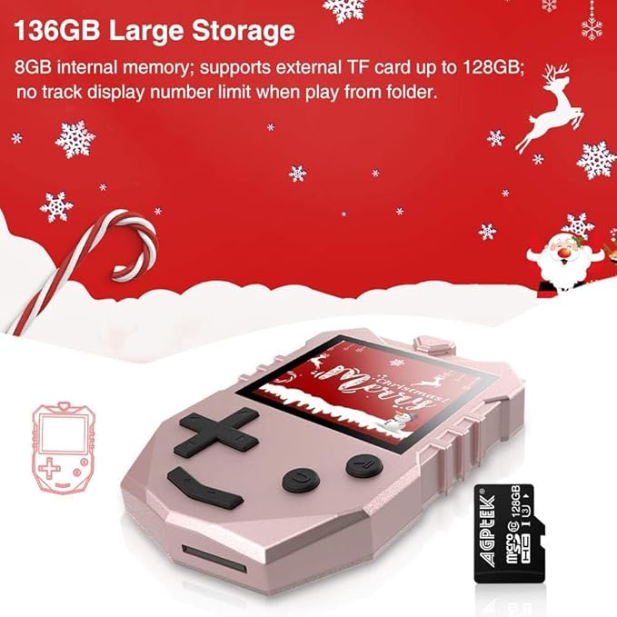 AGPTEK MP3 Player for Kids, Portable 8GB Music Player with Built-in Speaker, FM Radio, Voice Recorder, Expandable Up to 128GB, Rose Gold,K1