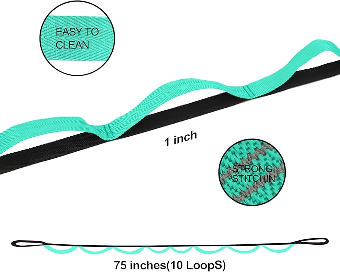 Premium Durable Stretch Straps with Loops, Stretching Strap for Physical Therapy, Multi-Loop Yoga Strap Fitness Exercise Strap for Yoga, Pilates, Dance, Flexibility&Exercise