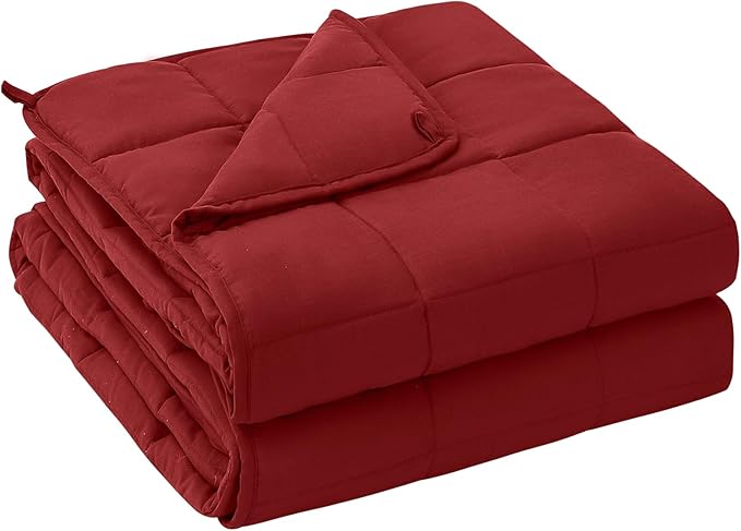 yescool Weighted Blanket for Adults (20 lbs, 60” x 80”, Red) Cooling Heavy Blanket for Sleeping Perfect for 190-210 lbs, Queen Size Breathable Blanket with Premium Glass Bead, Machine Washable