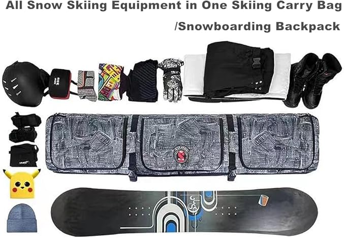 UNISTRENGH Snowboard Bag For Air Travel - Padded Snowboard Bag - Waterproof Fully Padded Snowboarding Travel Bag For Flying - Up to 165 CM Snowboards