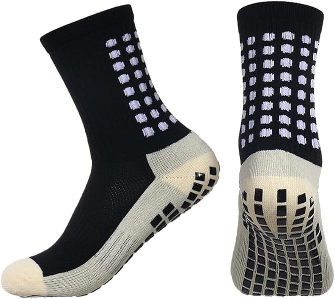 2 Set Anti-Slip Grip Soccer Socks with Shin Guard Sleeves, Sports Athletic Socks for Men Women