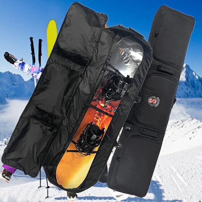 UNISTRENGH Padded Snowboard Bag With Wheels - Travel Bag for Single Snowboard and Snowboard Boots,Helmet,Clothes
