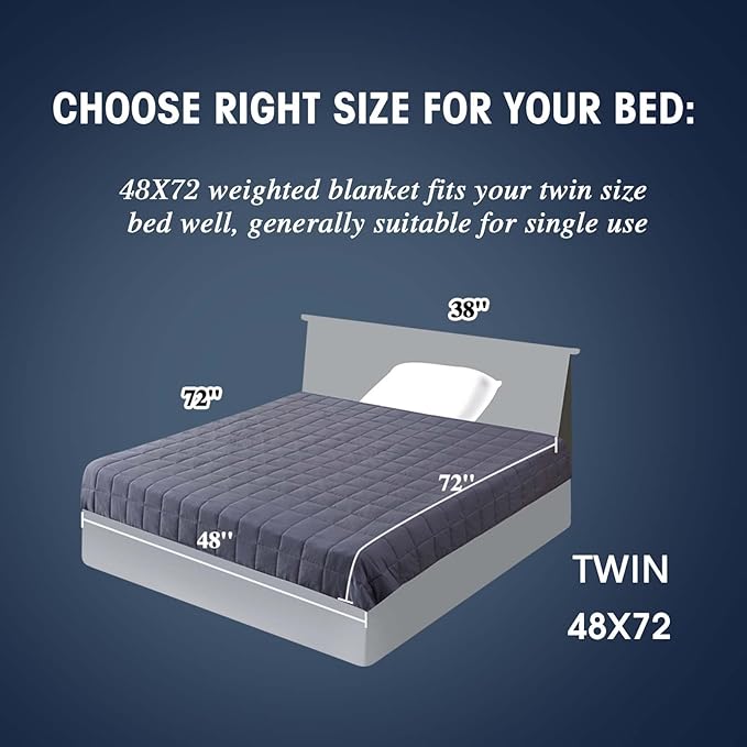 yescool Weighted Blanket for Adults (15 lbs, 48" x 72", Grey) Cooling Heavy Blanket for Sleeping Perfect for 140-160 lbs, Twin Size Breathable Blanket with Premium Glass Bead, Machine Washable