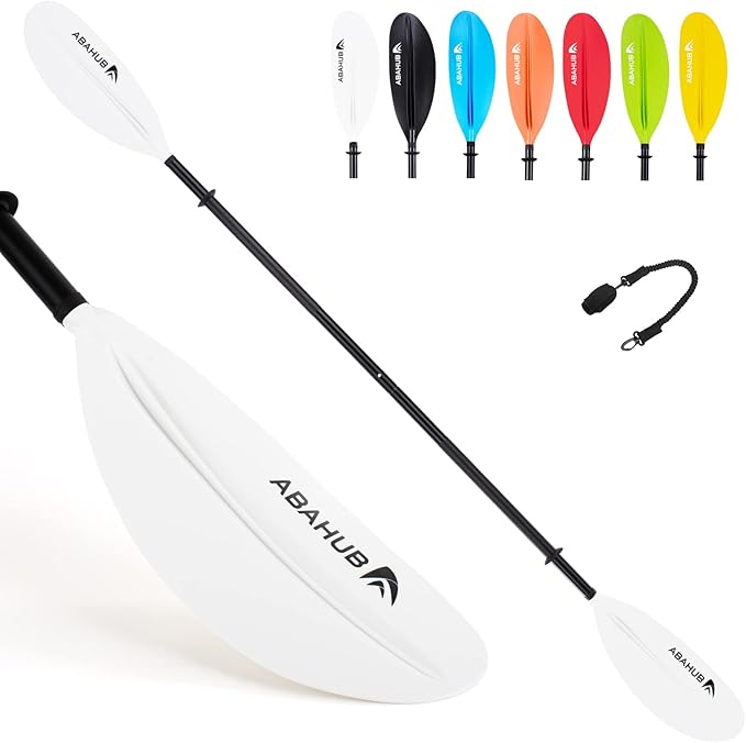 Abahub Kayak Paddle, 90.5 Inches Kayaking Oars for Boating, Canoeing with Free Paddle Leash, Aluminum Alloy Shaft Black/Blue/Green/Orange/Yellow Plastic Blades