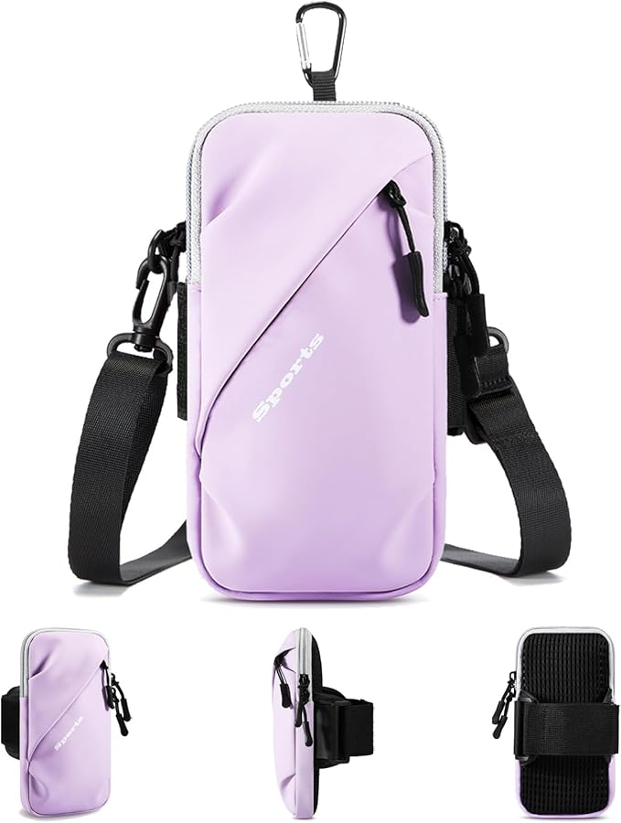 Cell Phone Holder for Walking, Running, Arm Band for Phone, Cell Phone Purse, Cross Body Phone Bag, Phone Holster, Cell Phone Carrier for Men Women, Phone Pouch (Purple)