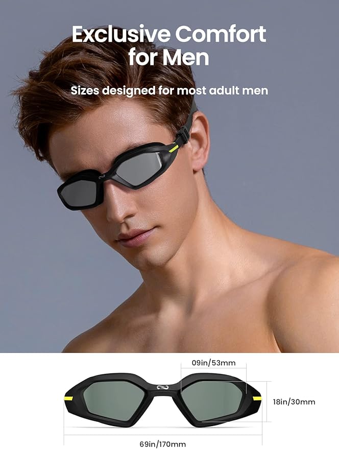 COPOZZ Men's Swim Goggles, Swimming Goggles Anti-fog No Leaking UV Protection for Adult men