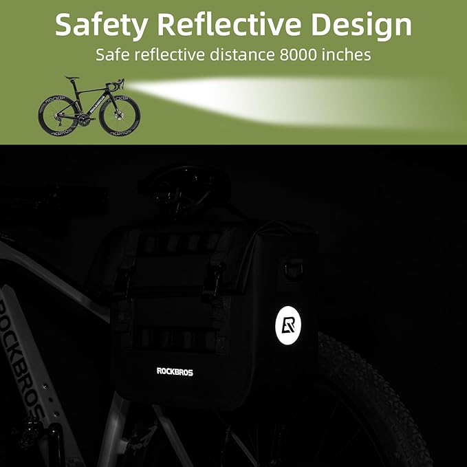 ROCKBROS Bike Panniers 15L Capacity Waterproof Bike Rack Bag Bicycle Panniers for Cycling Commuting Bikepacking Black 2PCS