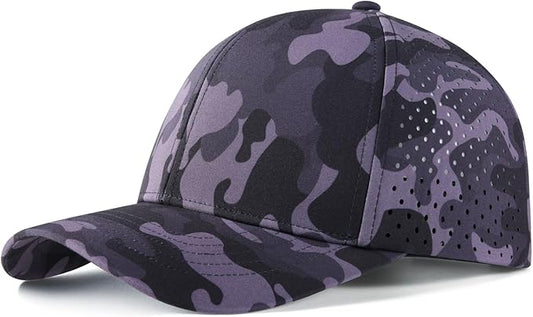 VOBOOM Men Quick Dry Baseball Cap Laser Cut Mesh Ball Curved Brim Snapback Hat