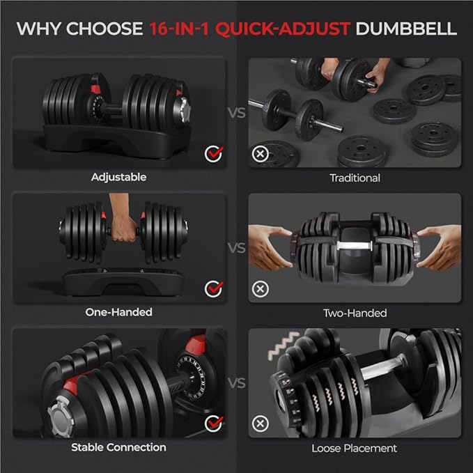 Yaheetech Adjustable Dumbbells Set 28LB/40LB/52.5LB/90LB, Fast Adjust Weight Set Pair