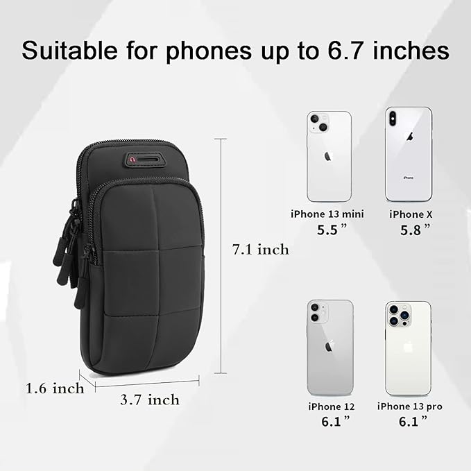 Phone Arm Bands for Running, Armband Cell Phone Holder for Exercise (Black)