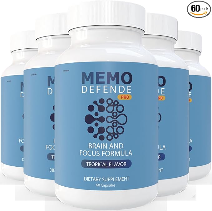 Memo Defende Pro Brain and Focus Formula, Tropical Flavor, 60 Capsules, Dietary Supplement with Vitamins and Minerals (5)