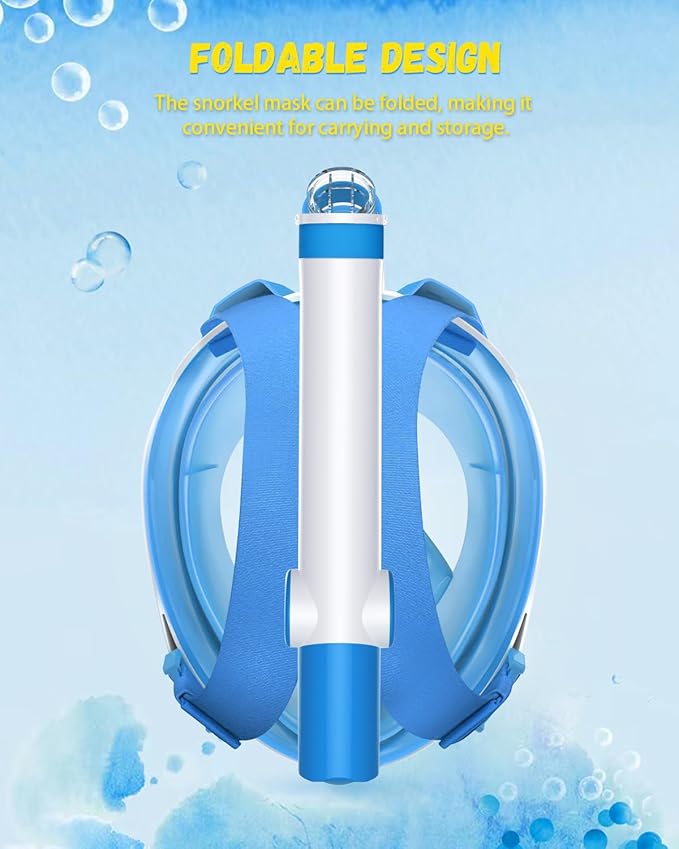 W WSTOO Kids Full Face Snorkel Masks,Suitable for Beginners Dry Top Snorkeling Gear,Can Your Mouth or Nose to Breathe,180 Degrees Panoramic View,Anti-Fog Anti-Leak,Summer Travel and Vacationing Gifts