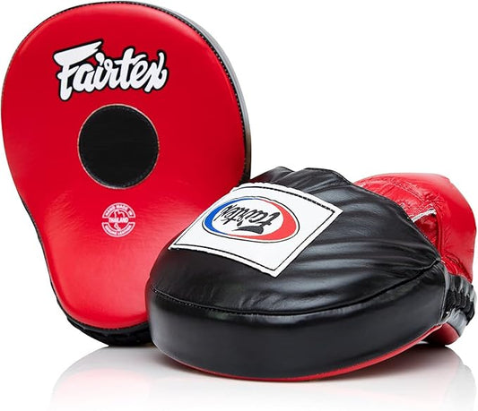 Fairtex FMV9 Contoured Focus Mitts |Striking Accuracy & Protection for Boxing, Muay Thai, Kickboxing |Ergonomic Design, Soft Padding, Secure Fit Leather