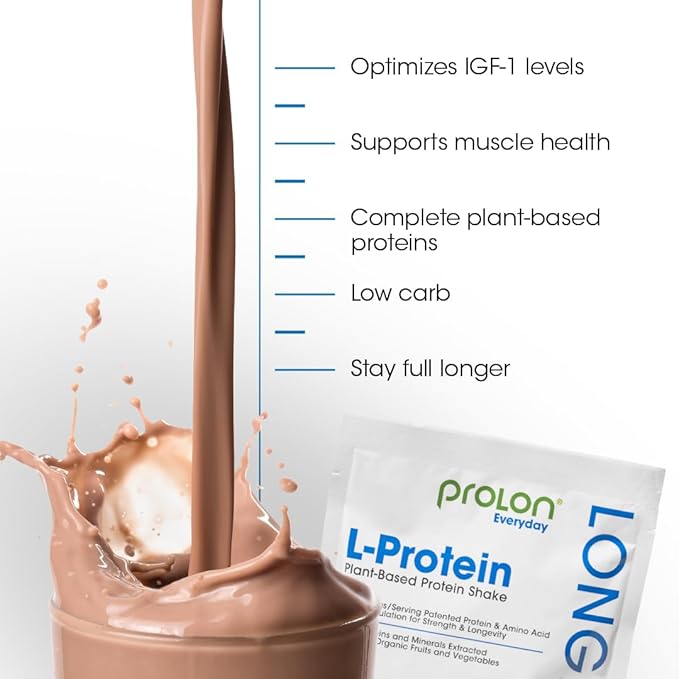 Prolon Longevity Plant Based Protein Powder | Muscle Synthesis & Repair, Healthy Aging, Boost Performance | Vitamins, Gluten Free, Amino Acids, Antioxidants | 25g of Protein | Chocolate, 12 Packets