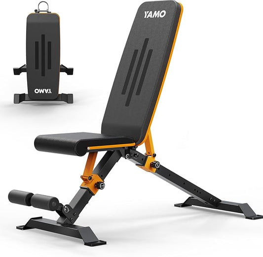YAMO Adjustable Foldable Weight Bench for Home Gym, Full Body Workout Bench with Fast Folding, 660lbs Weight Capacity, Incline Decline Flat Exercise Bench