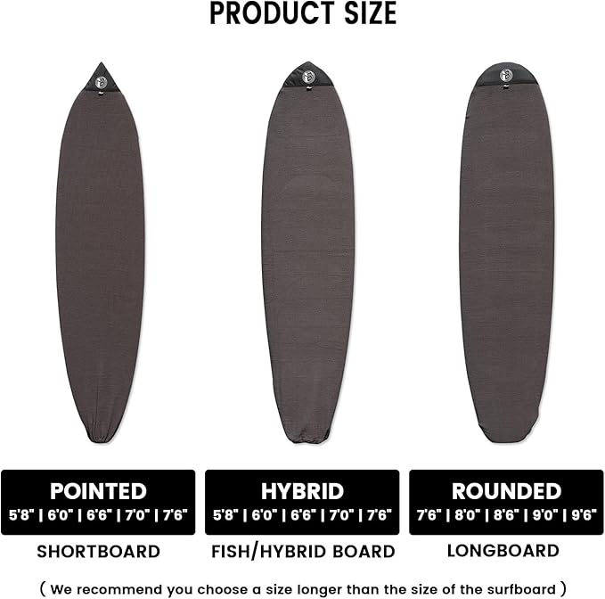 Rokia R Surfboard Sock Cover Quick-Drying Anti-Collision and Durable Surf Sock Cover - Suitable for Protective Bags of Shortboard, Longboard, Fish and HYBRID Board Choose Size & Colors