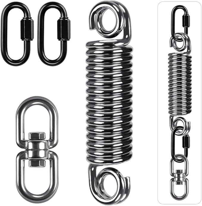 SELEWARE Heavy Bag Spring, Punching Bag Hanging Kit with Swivel & 2 Carabiners, 360 Rotational Hanging Accessory for Boxing Bag