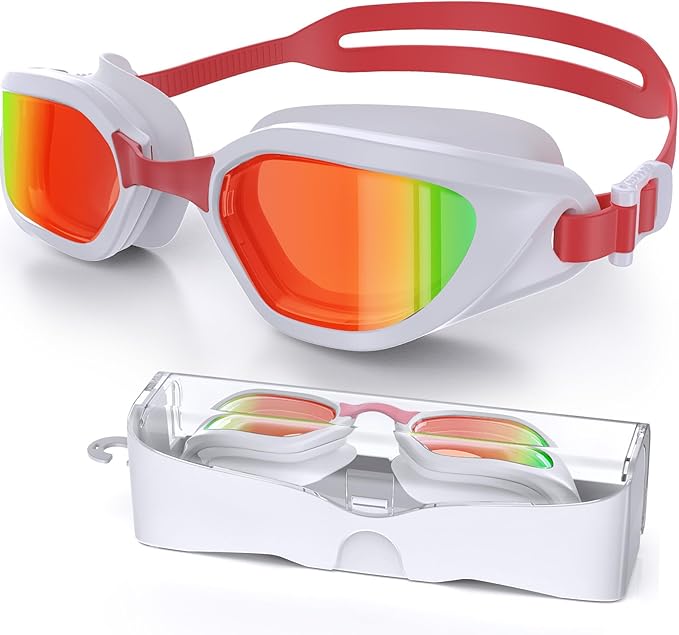 Swim Goggles, Unisex Adult Swimming Goggles Anti Fog Anti UV No Leakage Wide View for Men Women Youth