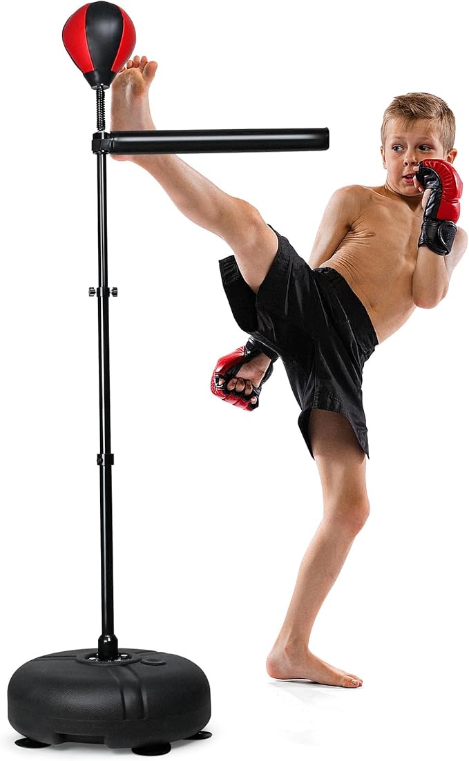 INNOLIFE Kids Boxing Bar with Punching Bag, Adjustable Height, Complete Set, Stable Base, Easy Installation