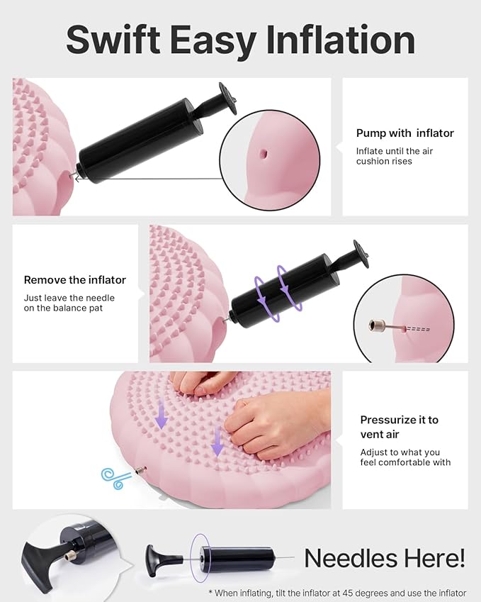 Wobble Cushion-Stability Wiggle Seat with Pump,Balance Disc for Yoga Core Training, Posture Correction, Sensory Focus, Wobble Seat for Office or Classroom Use