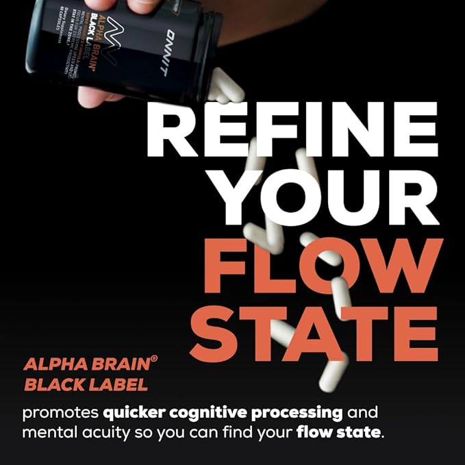 ONNIT Alpha Brain Black Label Capsule (80ct) Premium Citicoline Brain Supplement - Focus, Concentration & Memory - Lion's Mane, Hericium Erinaceus, L Theanine & Mucuna Pruriens