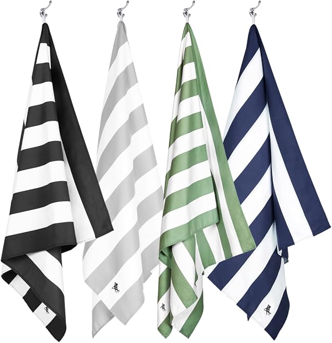 Dock & Bay Beach Towel - Quick Dry, Sand Free - Compact, Lightweight - 100% Recycled - Includes Bag - Cabana - Set E (4), Extra Large (200x90cm, 78x35)