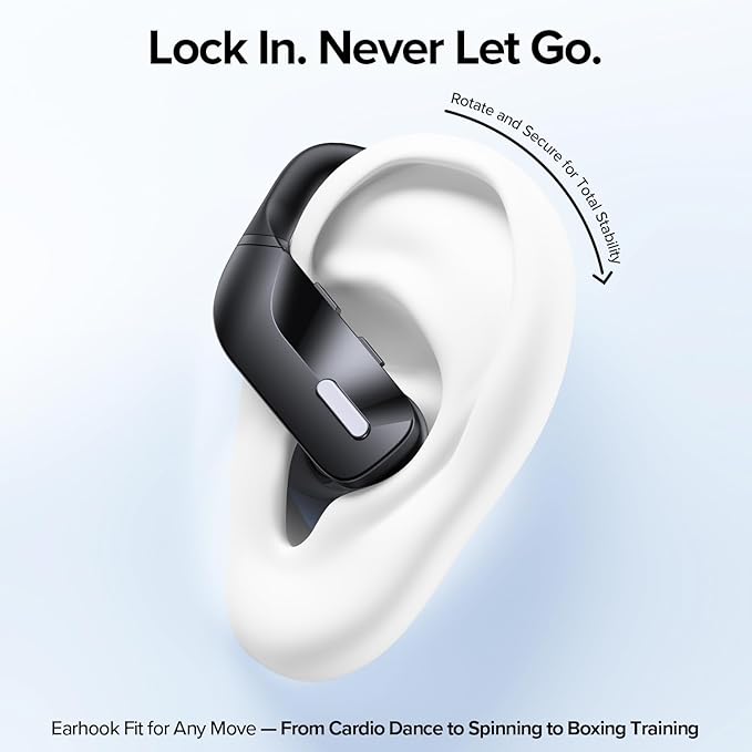 Wireless Sport Earbuds Bluetooth Headphones with Mic 80H Playtime IPX5 Waterproof Ear Buds Deep Bass Earphones Over Ear Headset for Running Gym Workout - Black