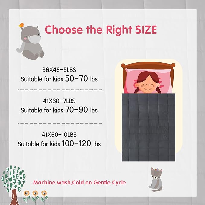 yescool Weighted Blanket (10 lbs, 41" x 60", Grey) Cooling Heavy Blanket for Sleeping Perfect for 60-90 lbs, Breathable Blanket with Premium Glass Bead, Machine Washable