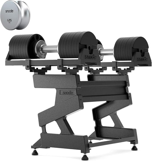 SNODE AD80 Drop Proof 80 lbs Adjustable Dumbbell Set -Adjustable Weights with Cast Iron Plates and Cradle, Knurled Handle, Fast Adjust, Compact Home Gym Equipment for Bench & Press