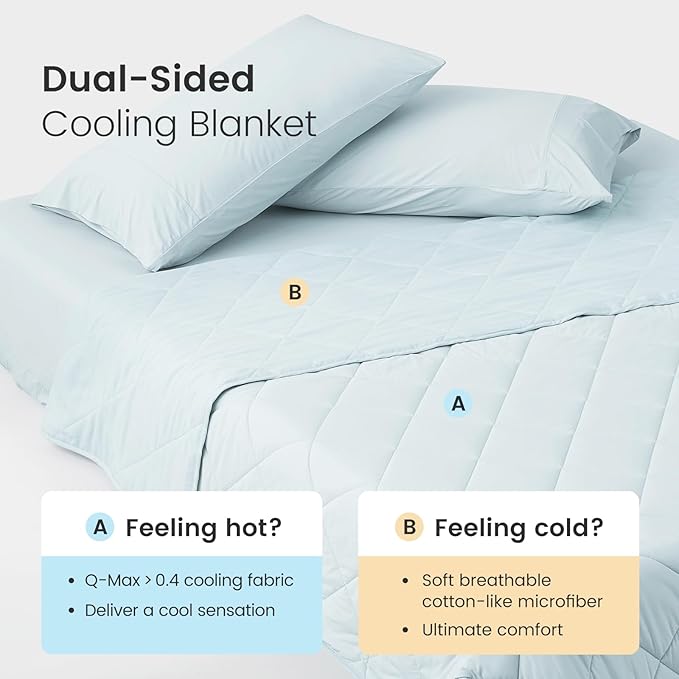 Cozy Bliss Cooling Throw Blanket for Hot Sleepers, Q-Max 0.4 Cooling Comfort 50x70, Cold Blankets for Night Sweats Sleeping, Ultra-Cool Lightweight Breathable Summer Blanket for Bed Travel