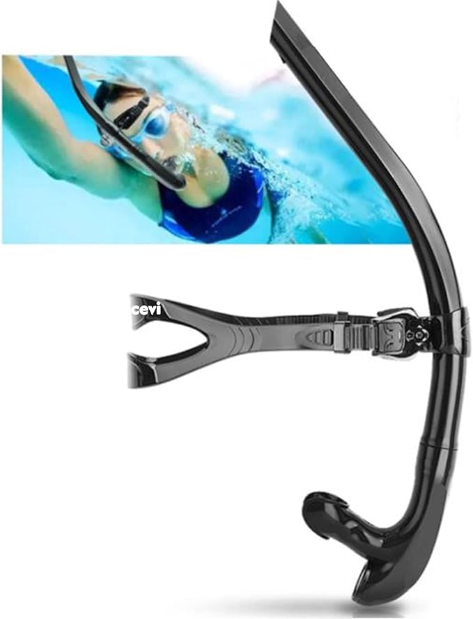 Swim Snorkel for Lap Swimming,Adult Swimmers Snorkeling Gear for Swimming Snorkel Training in Pool and Open Water,Snorkle Center Mount Silicone Mouthpiece One-Way Purge Valve