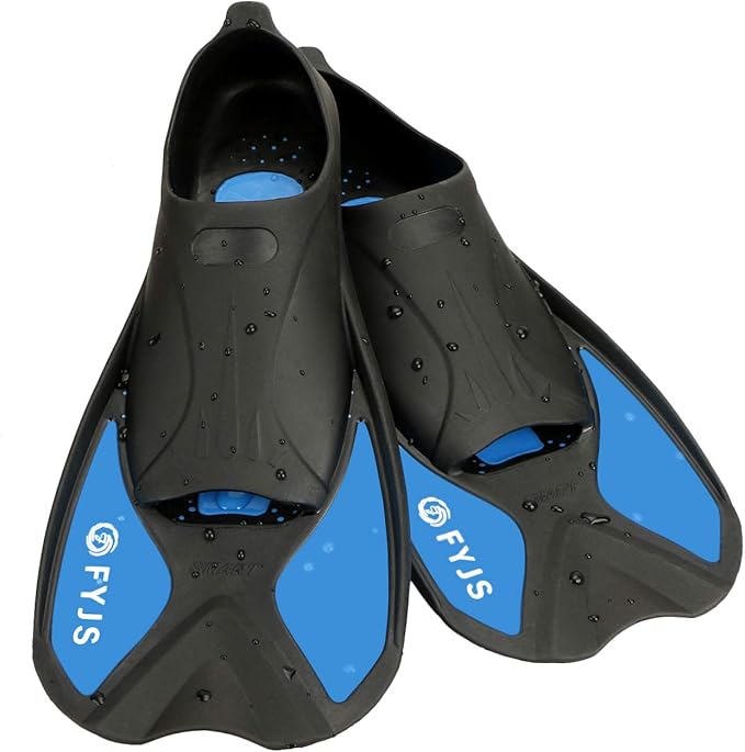 FYJS Short Swim Fins with Comfortable Full Foot Pocket Travel-Size for Snorkeling and Scuba Diving