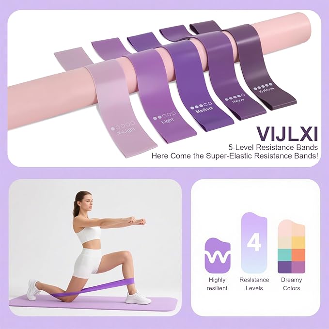 Pilates Ring Set –Home Pilates Equipment for Women Kit with a 14-inch Pilates Ring and 9.8-inch Pilates Ball,5 Resistance Bands for Beginners—Train Muscles, Flexibility & Core Strength at Home