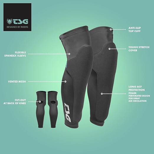 TSG Dermis Pro A Knee & Shin Guard – Lightweight, Slim-Line BMX & Enduro Pads with ACF Impact Foam, Softshell Construction, Breathable Spandex Sleeve, Ergonomic Fit, Abrasion-Resistant, Flexible & Comfortable - Pull Over Design