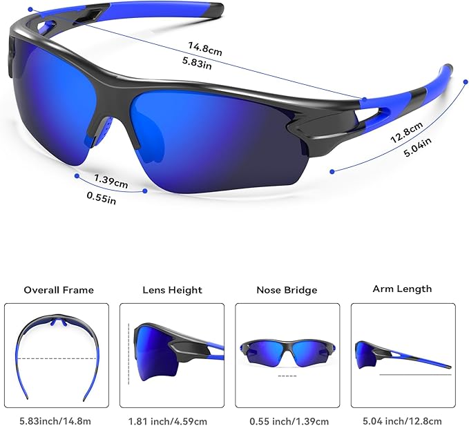 BEACOOL Polarized Sports Sunglasses for Men Women Youth Baseball Fishing Cycling Running Golf Motorcycle Tac Glasses UV400