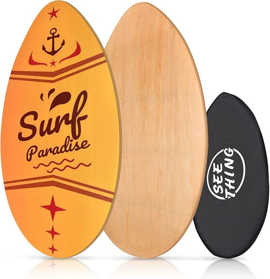 seething 35 Inch Skimboard with High Gloss Coat Wood Skim Board for Beginners,Kids, Teenagers, Adults and All Skimming
