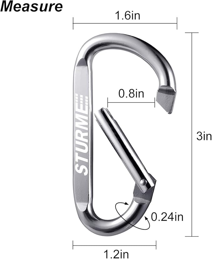 STURME 12pcs Carabiner Clip 3" Small Durable Carabiner Keychain Carabeaner Hooks