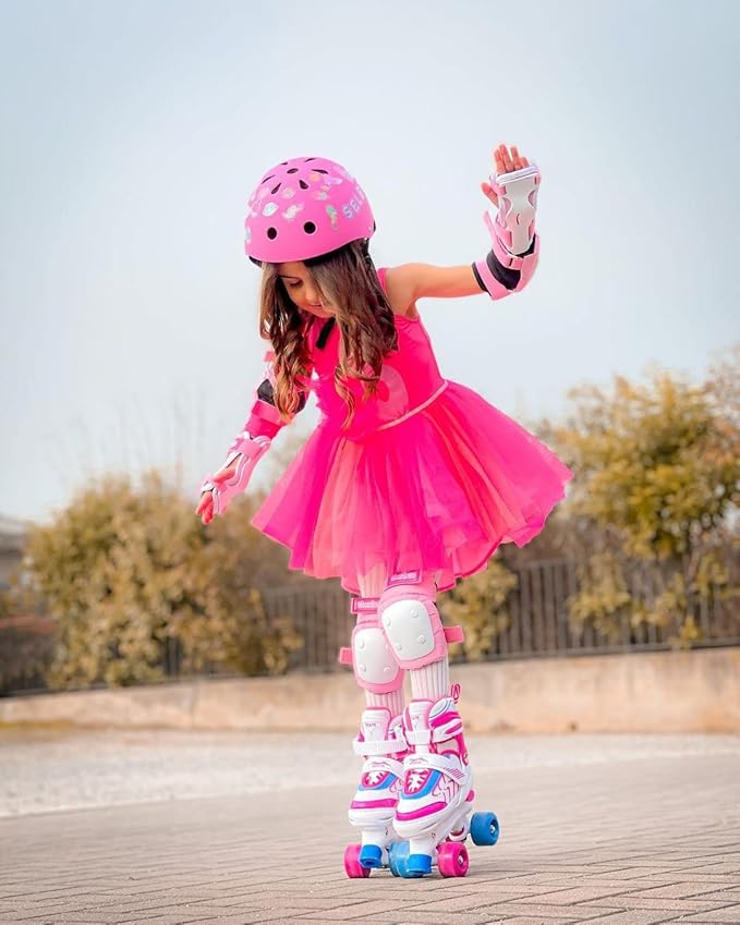 Simply Kids Knee and Elbow Pads with Wrist Guards, HardSoft Pad Tech. - CPSIA Certified Protective Gear Set - Inline Roller Skate Skateboard Bike Knee Pads for Kids Child Girls Boys Toddler Youth