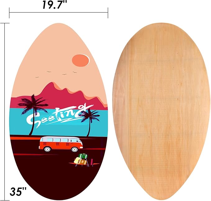 seething 35 Inch Skimboard with High Gloss Coat Wood Skim Board for Beginners,Kids, Teenagers, Adults and All Skimming