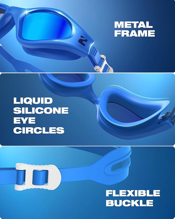 ZIONOR G1 Nava Super Anti-Fog Unisex Swim Goggles Mirror/Bright Smoke Lens